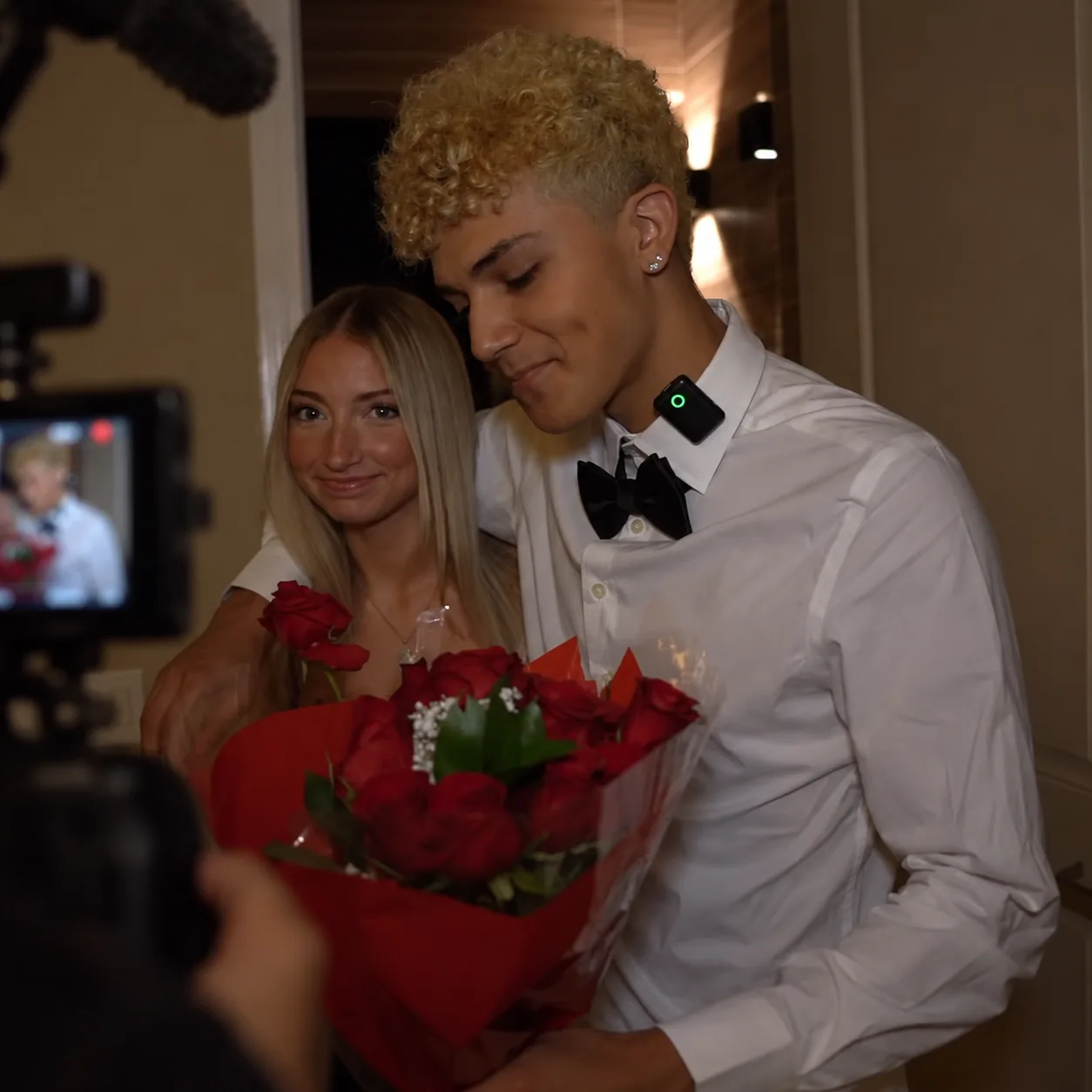Jiggy Turner and Selah filming a date-night segment